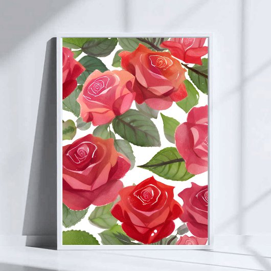 Rote Rosen | Elegante Rose Wasser Poster