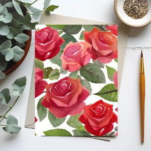 Rote Rosen Elegante Rose Wasser Postkarte