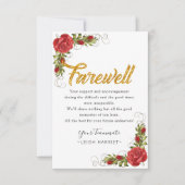 Rote Rosen Elegante Verlassend Coworker-Abschiedsk Dankeskarte (Vorderseite)