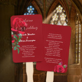 Rote Rosen Fan Wedding Programm Fächer