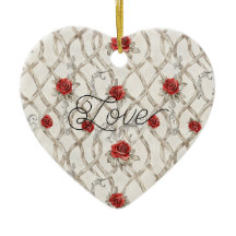 Rote Rosen Faux-Holz Blumen Weihnachten