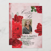 Rote Rosen Feier zur Beerdigung des Lebens Einladung (Vorne/Hinten)