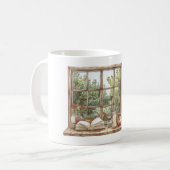 Rote Rosen Fenster Kaffeetasse (Vorderseite Links)