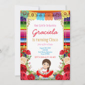 Rote Rosen Fiesta Birthday Gold Girl Einladung (Vorderseite)