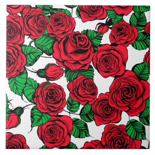 Rote Rosen Fliese (Vorderseite)