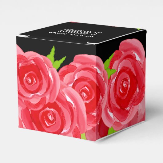 Rote Rosen Flora 2" Platz Geschenkschachtel (Vorderseite)