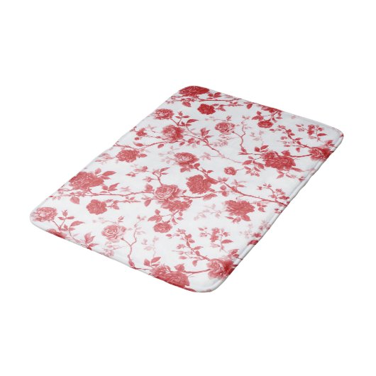 Rote Rosen Floral  Badematte (Schrägansicht)