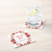 Rote Rosen Floral Brautparty Square Papierstreifen Rechteckiger Pappuntersetzer (Vor Ort)