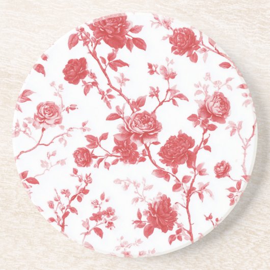 Rote Rosen Floral Getränkeuntersetzer (Vorne)