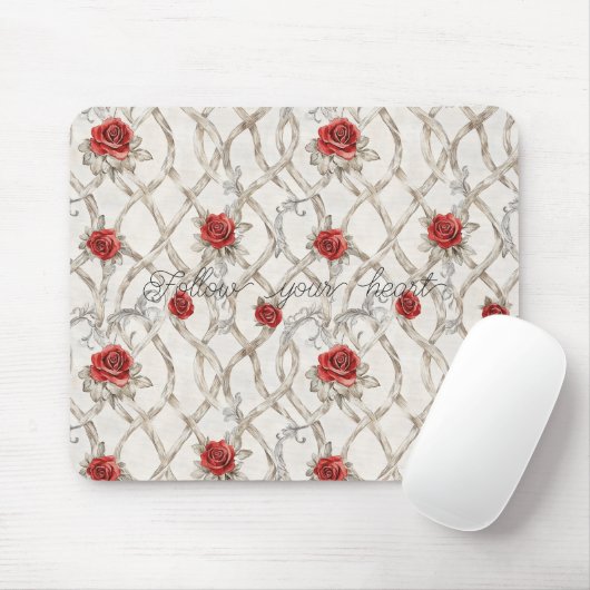 Rote Rosen Floral Mousepad (Mit Mouse)