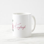 Rote Rosen Floral Personalisiert Kaffeetasse (VorderseiteRechts)
