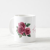 Rote Rosen Floral Personalisiert Kaffeetasse (Vorderseite Links)