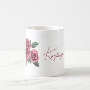 Rote Rosen Floral Personalisiert Kaffeetasse