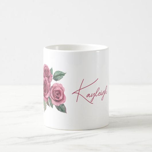 Rote Rosen Floral Personalisiert Kaffeetasse (Mittel)