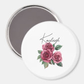 Rote Rosen Floral Personalisiert Magnet (Vorderseite/Rückseite)