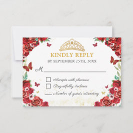 Rote Rosen Floral Quinceañera Butterfells RSVP-Kar RSVP Karte