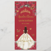 Rote Rosen Floral Quinceañera White Dress Menü Programm (Rückseite)