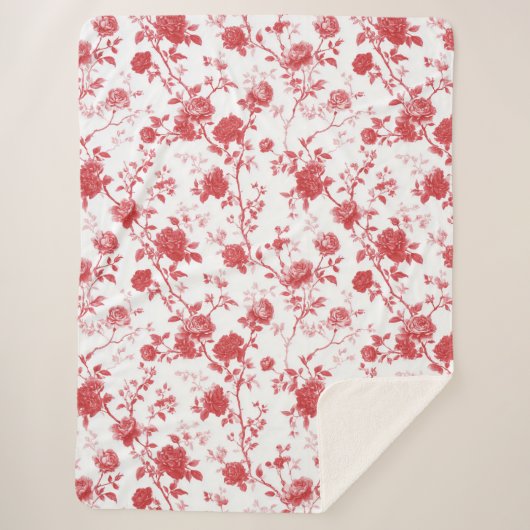 Rote Rosen Floral Sherpadecke (Vorderseite)