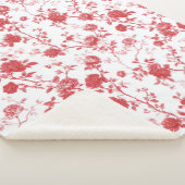 Rote Rosen Floral Sherpadecke (3/4)