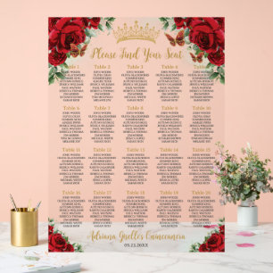 Rote Rosen Floral Sweet 15 16 Quinceañera Sitzord Acrylschild