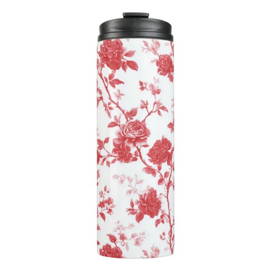 Rote Rosen Floral Thermosbecher (Vorderseite)