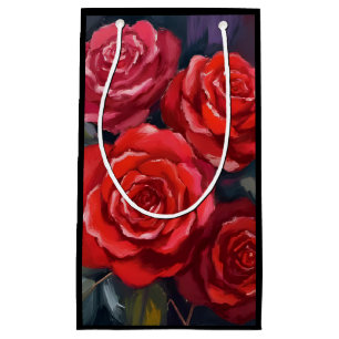 Rote Rosen Florale Aquarell Gemalte Blumen Kleine Geschenktüte