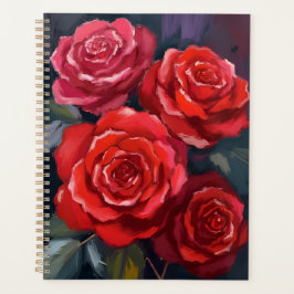 Rote Rosen Florale Aquarell Gemalte Blumen Planer