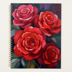 Rote Rosen Florale Aquarell gemalte Blumen Planer