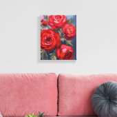 Rote Rosen | Florale Aquarellmalerei Leinwanddruck (Insitu (Wohnzimmer))