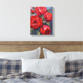 Rote Rosen | Florale Aquarellmalerei Leinwanddruck (Insitu (Schlafzimmer))
