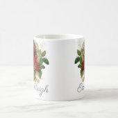 Rote Rosen Florale Elegante Vintage Name Kaffeetasse (Mittel)