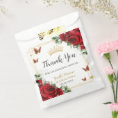 Rote Rosen Florale Schmetterlinge Quinceanera Swee Geschenktütchen (Versiegelt)