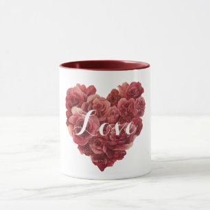 Rote Rosen Florales Herz Tasse