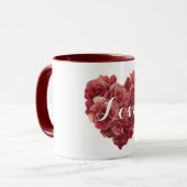 Rote Rosen Florales Herz Tasse (Vorderseite Links)