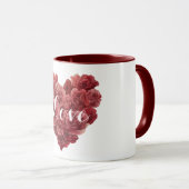 Rote Rosen Florales Herz Tasse (VorderseiteRechts)