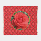 Rote Rosen Florales Kunstmuster Fleecedecke (Vorderseite (Horizontal))