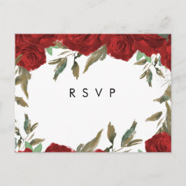 rote Rosen florals boho Hochzeit rsvp Postkarte