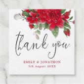 Rote Rosen Florals Dankeschön Hochzeit Geschenkanhänger (Vorderseite)
