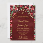 Rote Rosen Foto Anand Karaj Sikh Wedding Einladung (Vorderseite)