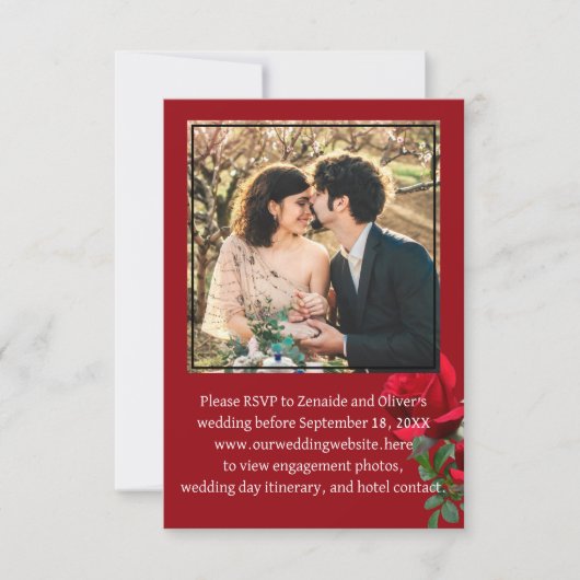Rote Rosen Foto Hochzeit RSVP Website Umschließung Einladung (Vorderseite)