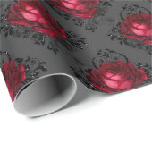 Rote Rosen Funkelnd schwarzes dunkles Blumenpapier Geschenkpapier (Rolleneckpunkt)