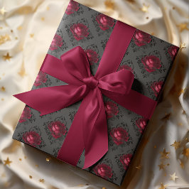 Rote Rosen Funkelnd schwarzes dunkles Blumenpapier Geschenkpapier
