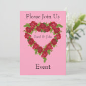 Rote Rosen für Herzkranke Einladung (Stehend Vorderseite)