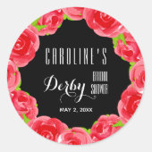 Rote Rosen für Wasserfarben Derby Brautparty Runder Aufkleber (Vorderseite)