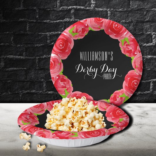 Rote Rosen für Wasserfarben Derby Pappteller