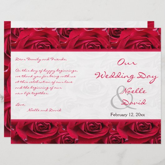 Rote Rosen Galore Hochzeitsprogramm (Vorne/Hinten)