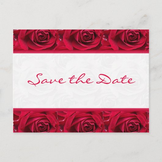 Rote Rosen Galore Save the Date Card Ankündigungspostkarte (Vorderseite)