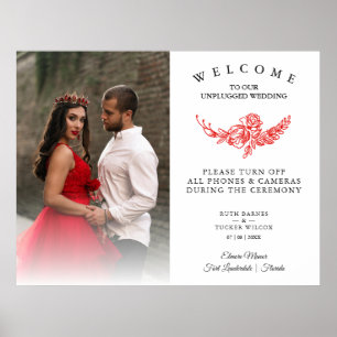 Rote Rosen Garland Hochzeit Unplugged Zeremonie Poster