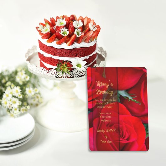 Rote Rosen Geburtstagskarte Dankeskarte
