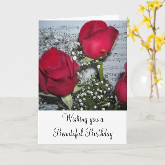 Rote Rosen Geburtstagwünsche Karte (Gelbe Blume)